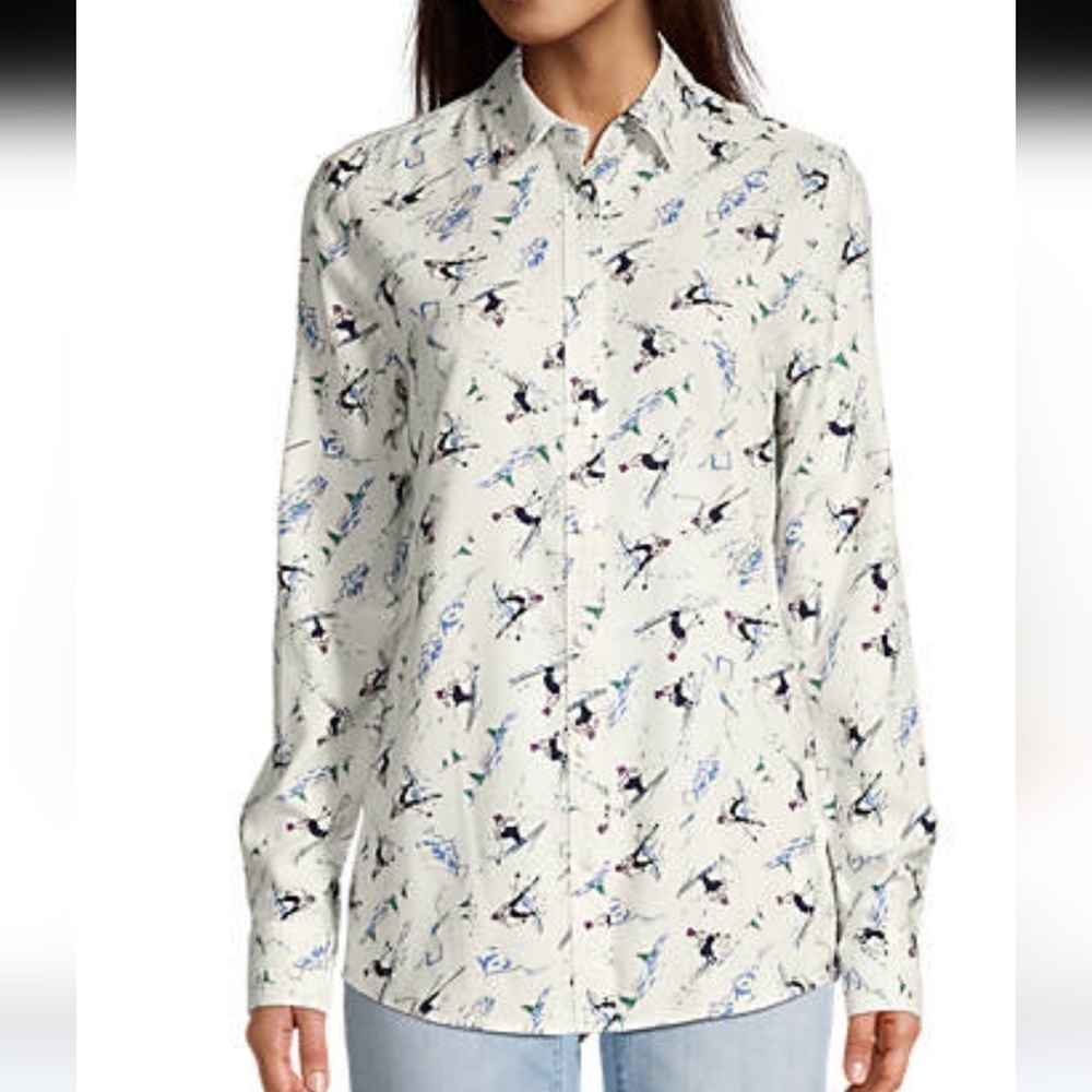 Lands' End Ski Girl Flannel Long sleeve button down shirt. Women's size XL - Picture 2 of 15